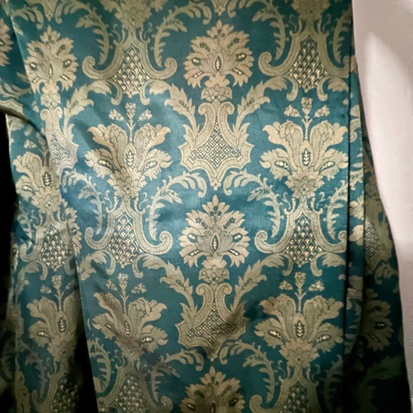 Victoria’s Secret Vintage Satin 2 Piece Pajamas Green Gold Jaquard Print - Picture 3 of 8